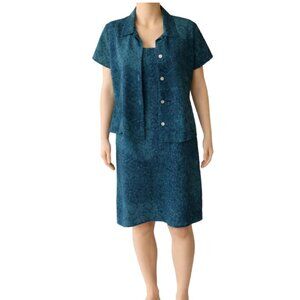 Hillard & Hanson 2 Piece Dress and Top Womans Blue and Green Geometric Size 12